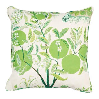 Schumacher Citrus Garden Indoor/Outdoor 18" Pillow in Leaf For Sale