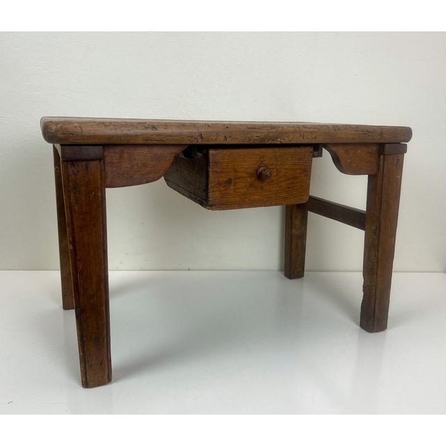 Small Early French Rustic Side Table with Drawer in Pine, 1900s For Sale - Image 6 of 17