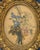 Mid‑20th Century European Ornate Rococo‑Style Ceramic Oval Frame — Painted Gold & Blue With Floral Botanical Silk‑Screen Print For Sale - Image 4 of 12