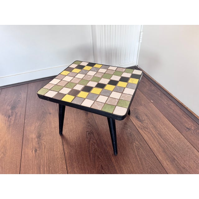 Mid-Century Wood and Ceramic Mosaic Side Table, 1950s For Sale - Image 11 of 11