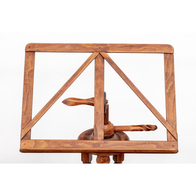 Early 20th Century Vintage Carved Wooden Triple Column Adjustable Music Stand For Sale - Image 5 of 5