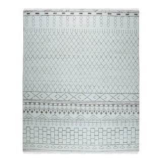 8x10 New Jasmine Moroccan Beni Ourain Design Ivory Hand Knotted Wool Carpet Rug For Sale