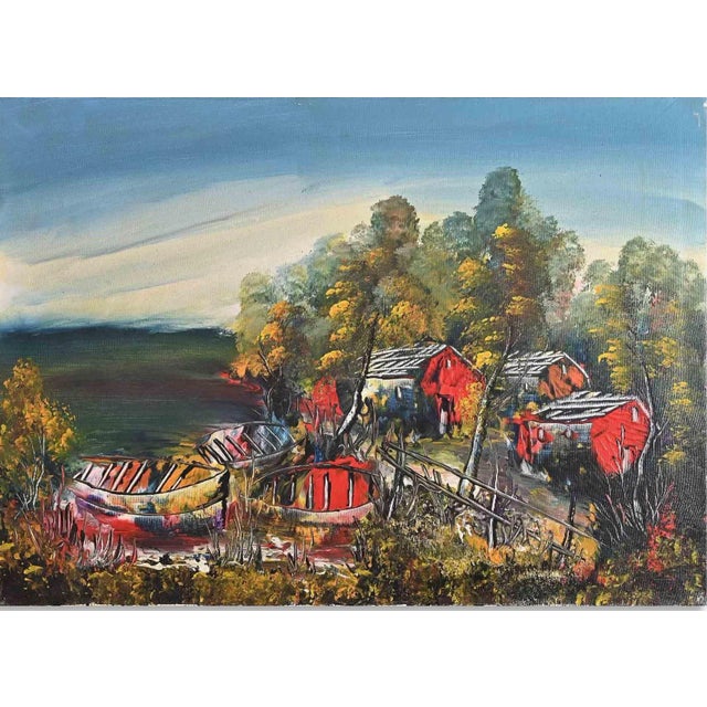 Antonino Pecoraro, View of Baren, Original Oil on Canvas, Late 20th-Century For Sale - Image 4 of 4