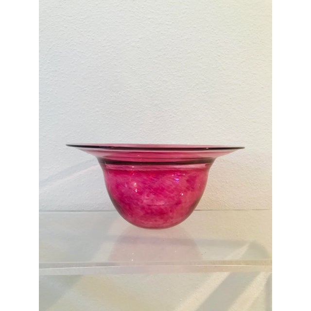 Blown Glass Hot Pink Statement Bowl For Sale - Image 9 of 11