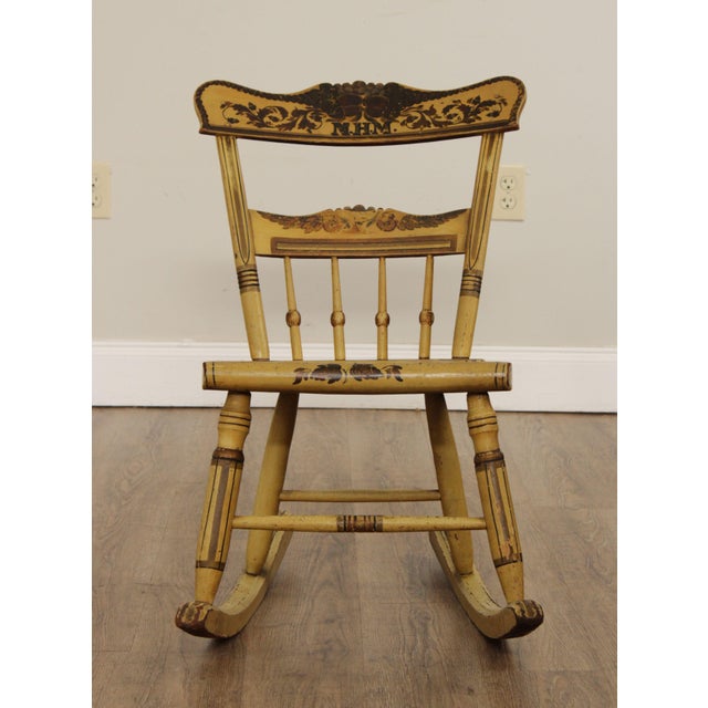 Antique 19tth Century Hand Painted Childs Rocking Chair For Sale - Image 4 of 12