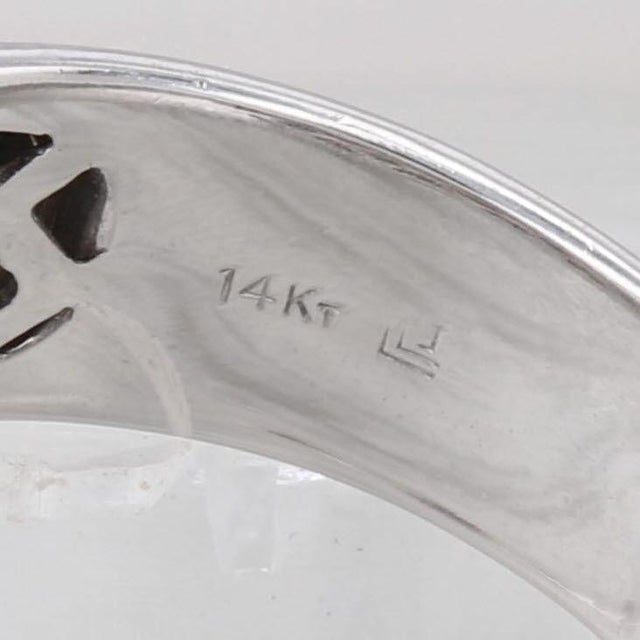 Modern 1.20ctw Pave Diamond Ring 14k White Gold Size 7.25 Wedding Anniversary Band For Sale - Image 3 of 8