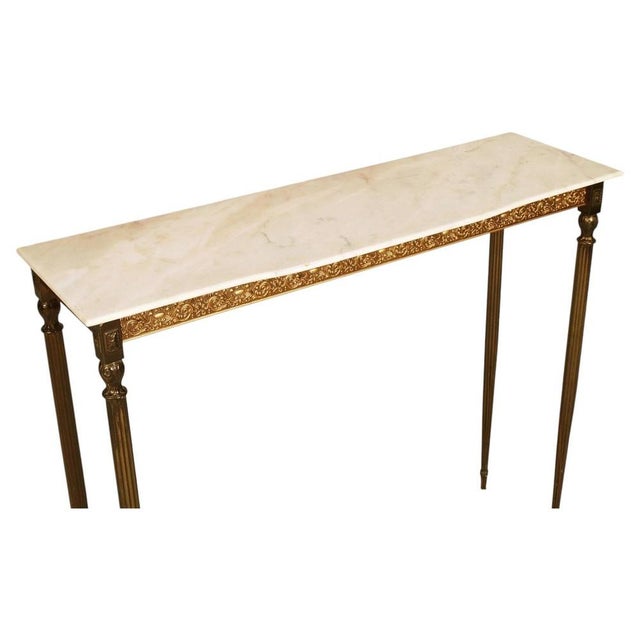 Antique Italian Brunished and Gilt Brass Console with Carrara Marble Top, Venice, 1920s For Sale - Image 9 of 9