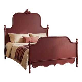 French Bed in Burgundy Lacquer, 1900s For Sale