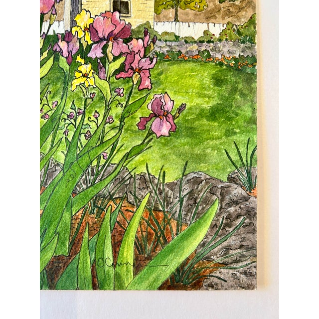 2020s Original Watercolor Painting on Paper of “Larkspur Hill Flowershop” For Sale - Image 5 of 10