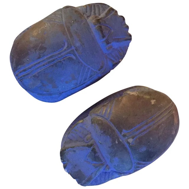 Antique 19th Century Grand Tour Plaster Paperweights in the Form of Scarabs Egyptian Revival Souvenirs - a Pair For Sale - Image 9 of 9