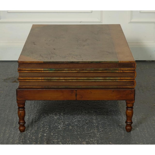 Vintage Leather Faux Stack of Books Coffee Table with Internal Storage For Sale - Image 6 of 18