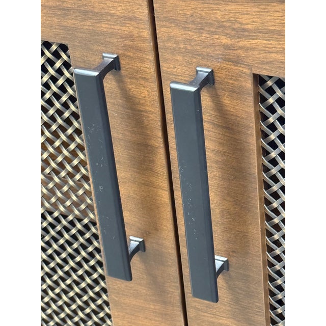 Bespoke Metal Mesh + Walnut Media Cabinet For Sale - Image 10 of 12