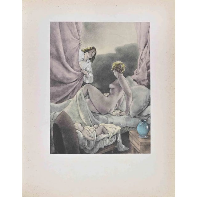 Umberto Brunelleschi, The Sweet Awakening, Lithograph, 1930s For Sale