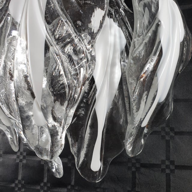 Vintage Wall Sconce with Handmade Murano Glass Leaves, 1981 For Sale - Image 3 of 6
