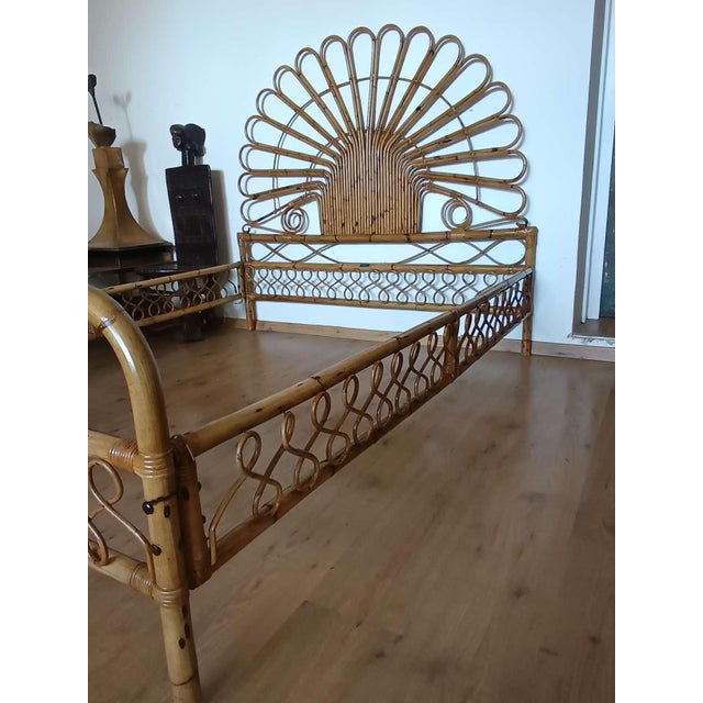 Light Yellow Mid-Century Bamboo Bed, 1960s For Sale - Image 8 of 8