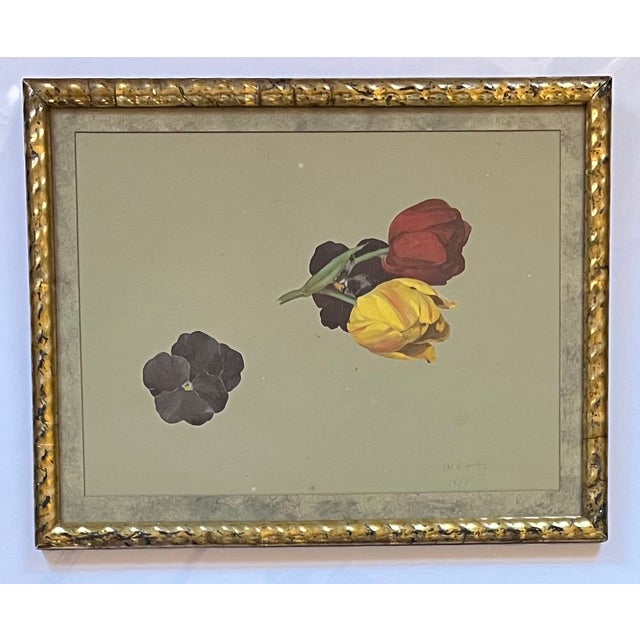 Antique 19th Century American Floral Botanical Watercolor Study of Tulips and Pansies Signed Copely For Sale - Image 4 of 10
