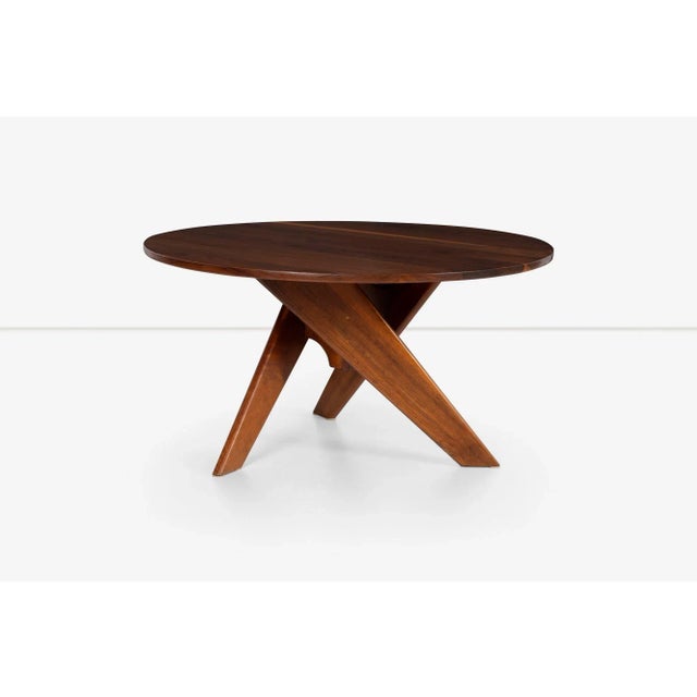 1960s Arthur Espent Carpenter Three Leg Table Walnut Dining Table 1960 For Sale - Image 5 of 12