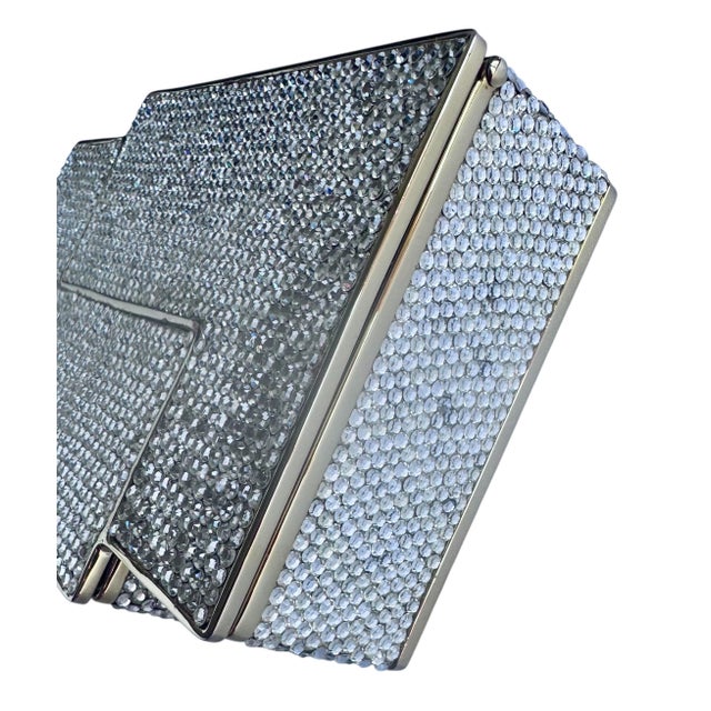 Silver 1985 Judith Leiber Crystal Tetris Minaudiere Evening Shoulder Clutch Handbag Vintage For Sale - Image 8 of 18