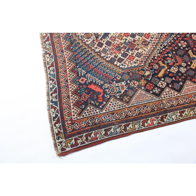 Antique Tribal Persian Rug With Tree of Life & Animal Motifs – Late 19th Century -4' 7'' X 6' 6'' For Sale - Image 4 of 12