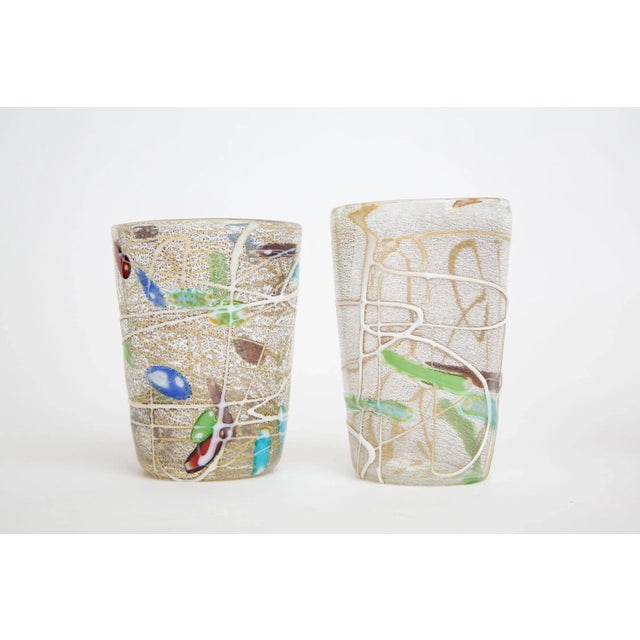 Glass Vintage Italian Murano Style Hand Blown Abstract Glasses Barware Set of 6 90's For Sale - Image 7 of 13