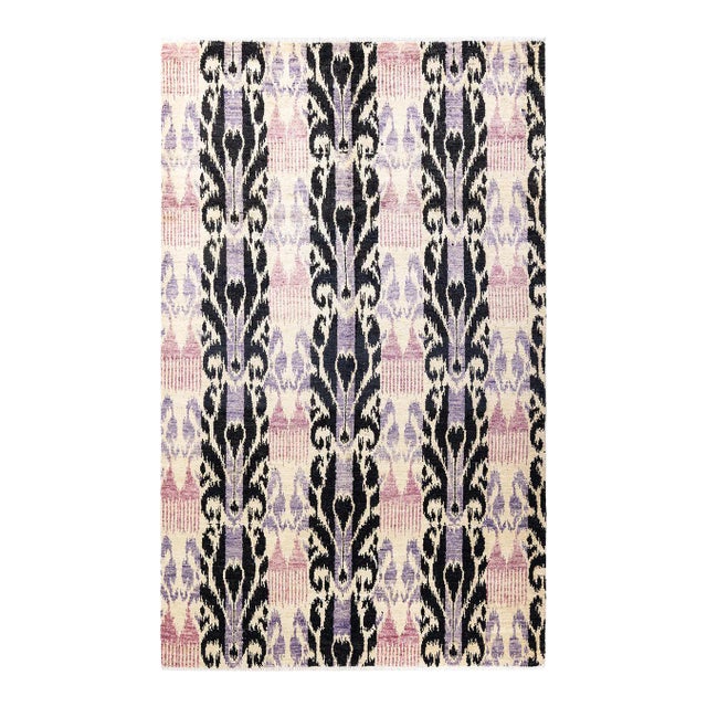 Modern Hand Knotted Area Rug, Ivory - 6' 0" x 9' 3" For Sale