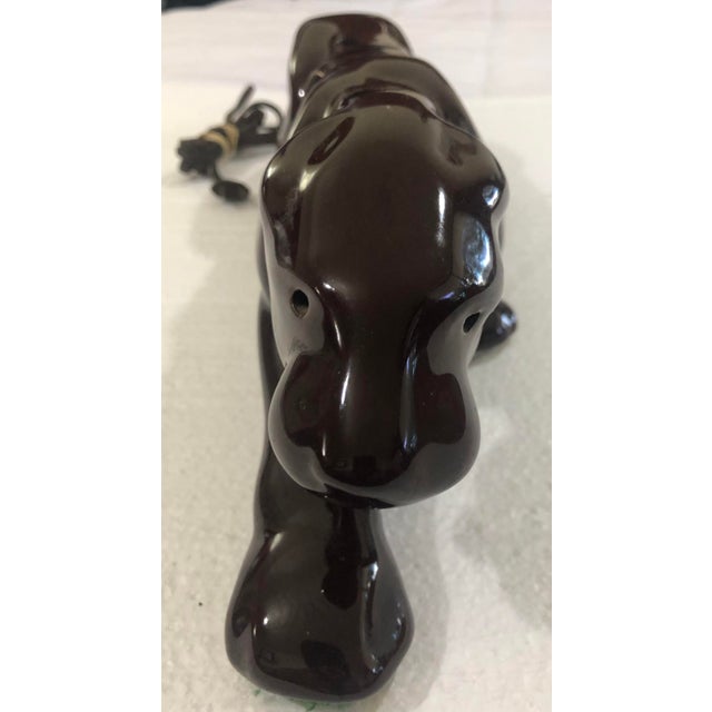 Ceramic Vintage Mid Century 1950s Brown Ceramic Panther Lamp For Sale - Image 7 of 12