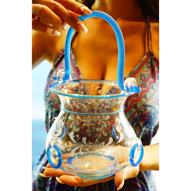 20th Century Art Deco Murano Glass Bucket Vase attributed to the Salviati & C. Glassworks, Venice, Italy, 1930s For Sale - Image 11 of 18