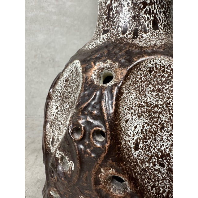 Brown Vintage Fat Lava Ceramic Table Lamp, 1970s For Sale - Image 8 of 12