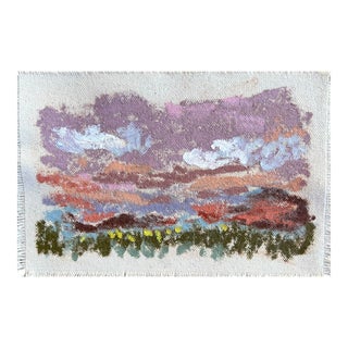 Small Abstract Landscape Oil Pastel Drawing on Raw Canvas - by Brenna Giessen For Sale