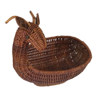 Vintage Reindeer Shaped Wicker Basket For Sale