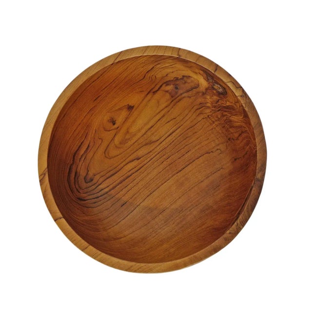 Contemporary Simple Teak Wood Bowl For Sale - Image 3 of 8