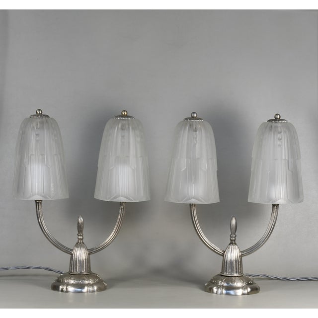 Georges Leleu Georges Leleu - French Art Deco 1930s Twin Branch Table Lamp - A Pair For Sale - Image 4 of 11