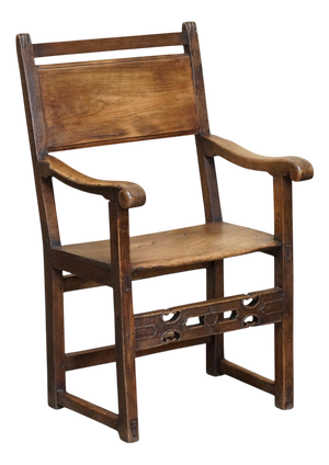 Antique Provincial Hand-Carved Elm and Fruitwood Chair, 1780-1820