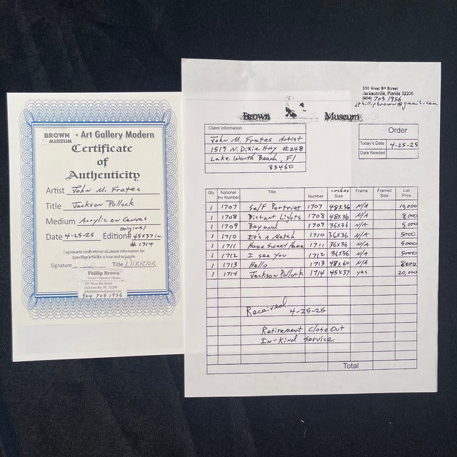 Textile Titled "Jackson Pollock" Artwork by John Frates, After Jackson Pollock, Mid Century Modern, Drip and Pour, Abstract # 1714, Hang Multi-Directional For Sale - Image 7 of 9