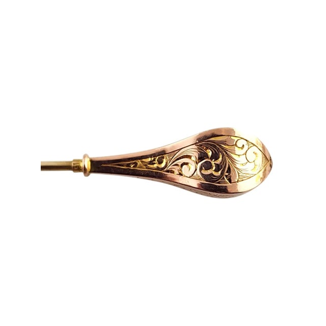 14 Karat Yellow Gold Long Hat Pin This gorgeous pin was meticulously crafted from 14K yellow gold with beautiful detailing...