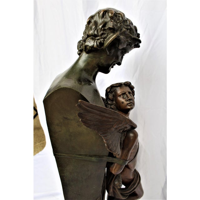 Bronze Sculpture Double Figure Antique Signed F Sanzel Large For Sale - Image 11 of 18