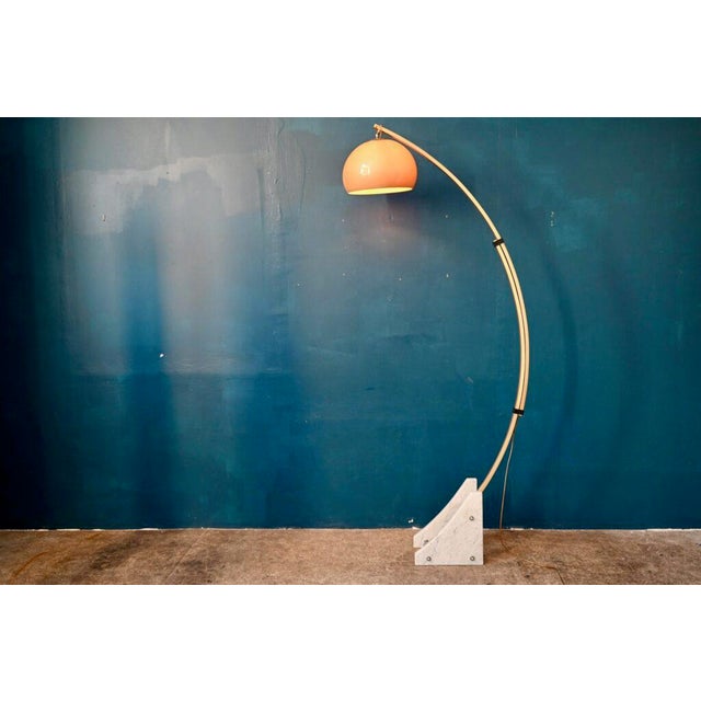 Italian Space Age Arc Floor Lamp in Marble and Gilt Aluminium, 1970s For Sale - Image 18 of 18