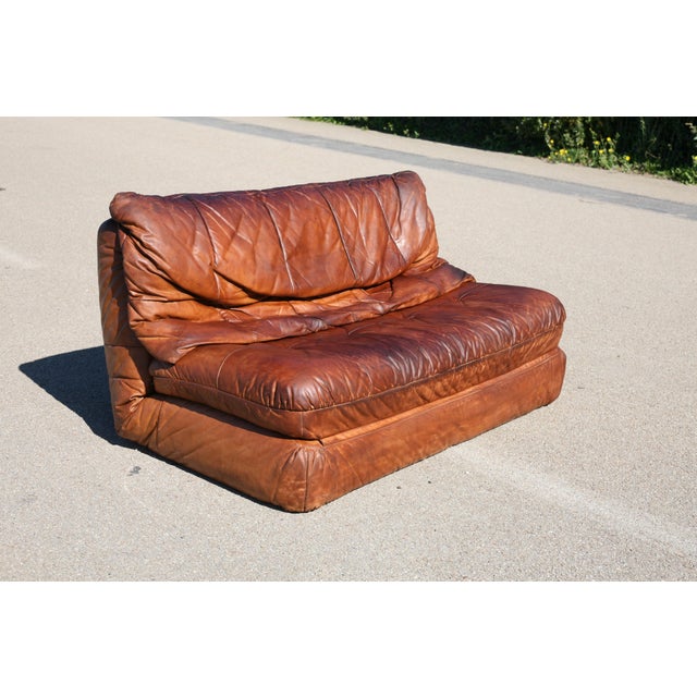 Vintage Convertible Leather Sofa, 1970s For Sale - Image 6 of 18