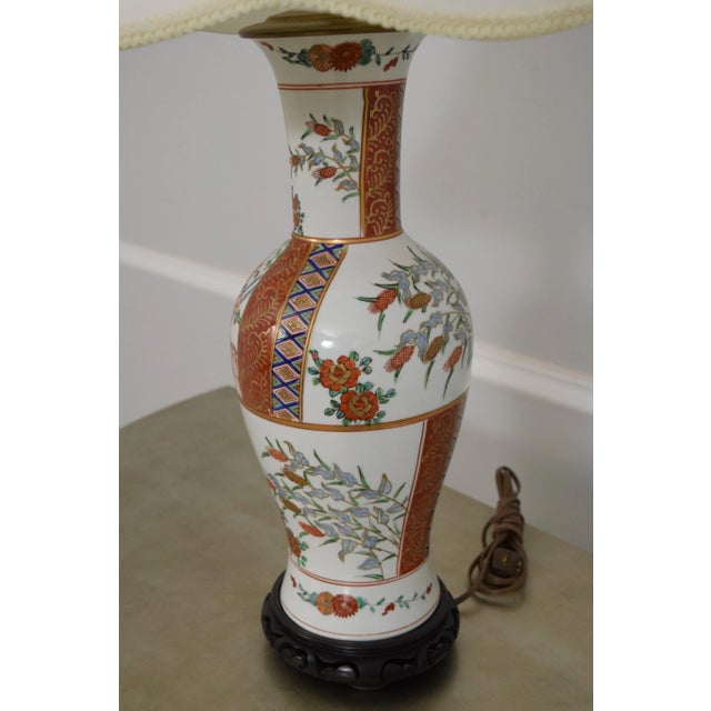 Chinese 1990s Chinese Style Porcelain Table Lamp With Shade For Sale - Image 3 of 9