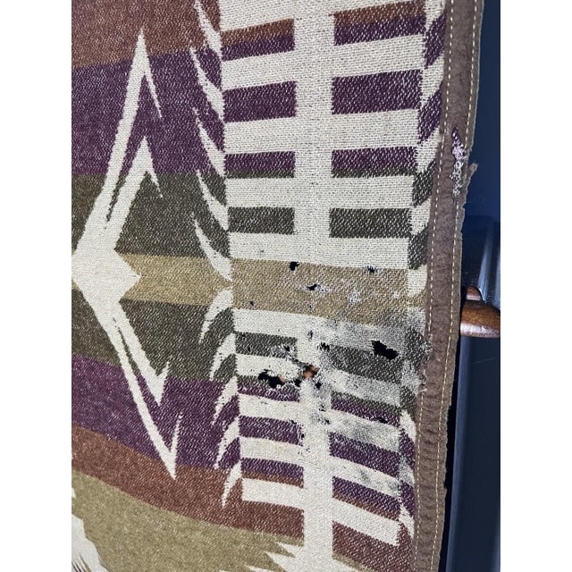 American Oregon City Woolen Mills Indian Trade Blanket Antique 1920's Pac-Man Pattern Wow For Sale - Image 3 of 12