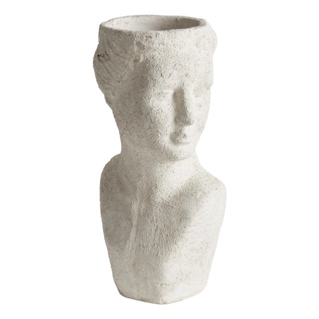 Weathered Garden Female Bust Planter For Sale