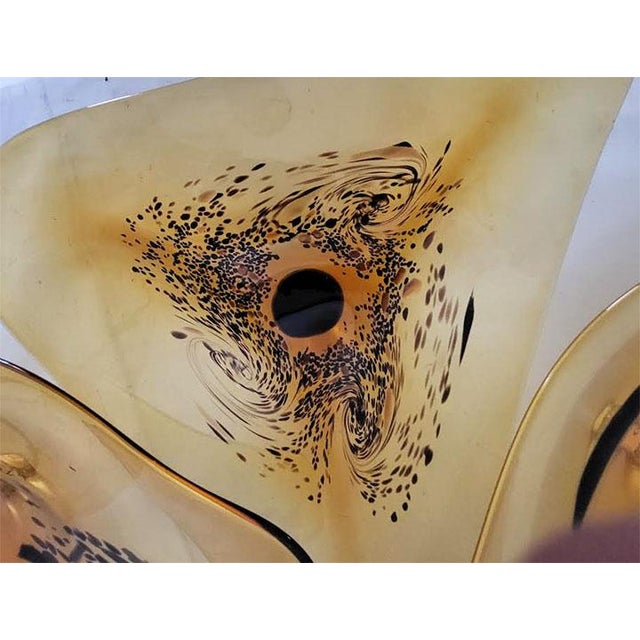 Glass Mid-Century Murano Style Asymmetrical Amber & Tortoiseshell Blown Glass Wall Art Installation Plates - Set of 3 For Sale - Image 7 of 10