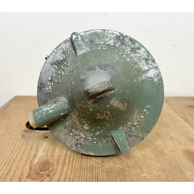 Industrial Green Bunker Ceiling Light from Polam Gdansk, 1960s For Sale - Image 11 of 15
