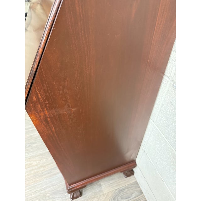 Vintage Chippendale Style Slant Front Fall Front Mahogany Secretary Desk For Sale - Image 9 of 17