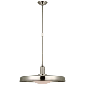 Chapman & Myers for Visual Comfort Signature Ruhlmann 24" Factory Pendant in Polished Nickel with White Glass