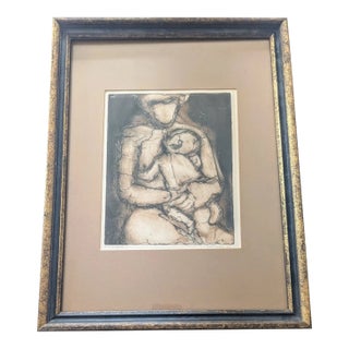 1965 Joseph Demarais "Mother and Child" Etching. Signed, "Artists Proof" Edition For Sale