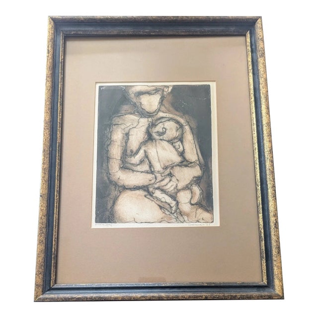 1965 Joseph Demarais "Mother and Child" Etching. Signed, "Artists Proof" Edition For Sale