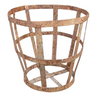 Large Rustic Industrial Firewood Basket, 1950s For Sale