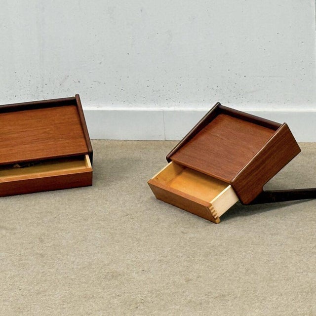 Contemporary Danish Floating Bedside Tables by Omann Jun, 1960s, Set of 2 For Sale - Image 3 of 12
