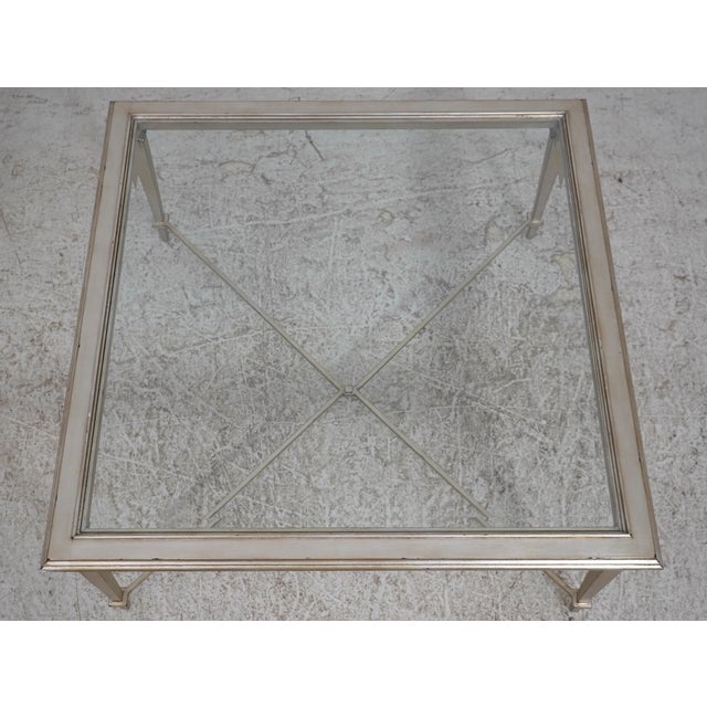 Hollywood Regency Modern Hollywood Regency Square Silver Leaf Coffee Table For Sale - Image 3 of 13